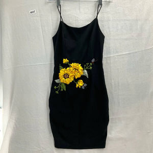 Marc Women’s Sexy Elegant Black Dress Size S Handmade Ribbon Embroidered